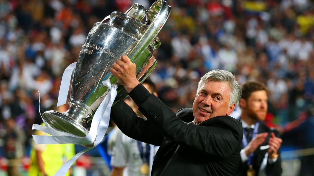 Carlo Ancelotti with the Champions League trophy