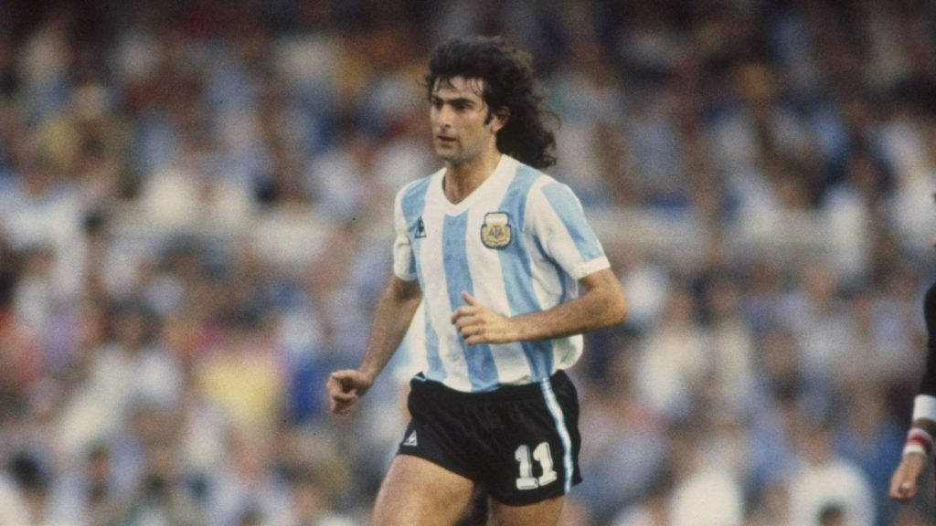 Mario Kempes of Argentina in action during the world cup match against Belgium in Buenos Aries, Argentina.