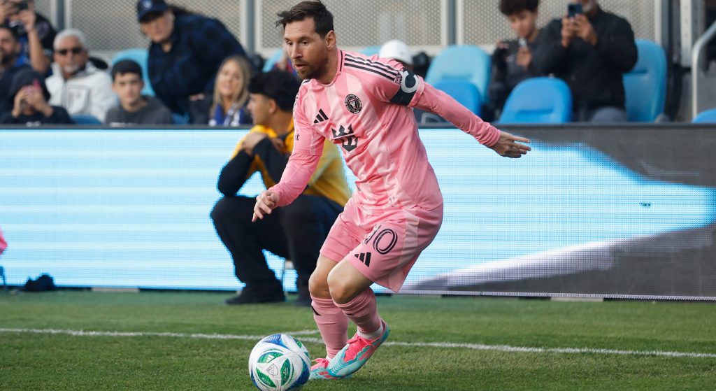 Lionel Messi playing against San Jose Earthquakes