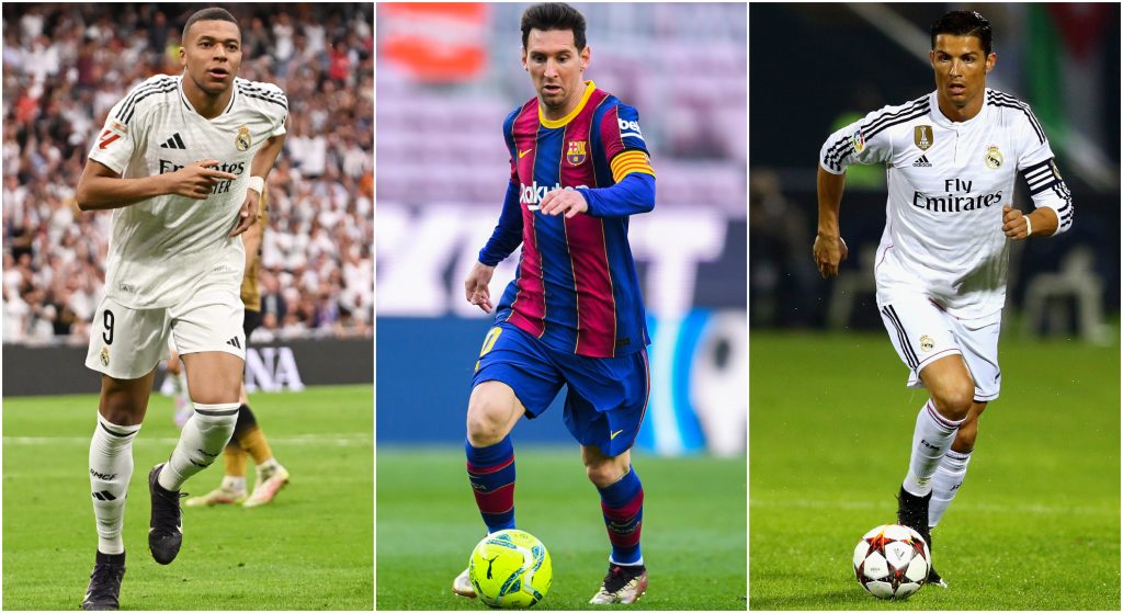 Mbappe, Messi and Cristiano playing for LaLiga