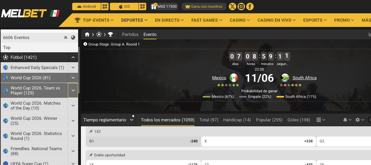 Plataforma para apostar al mundial con melbet